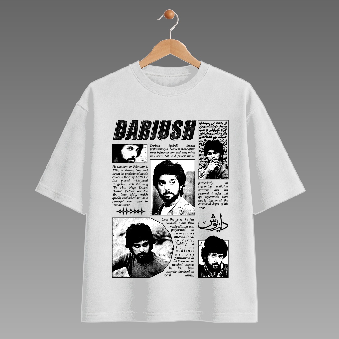 تیشرت طرح نوستالژی زیبا از داریوش - سفید - رپی شاپ